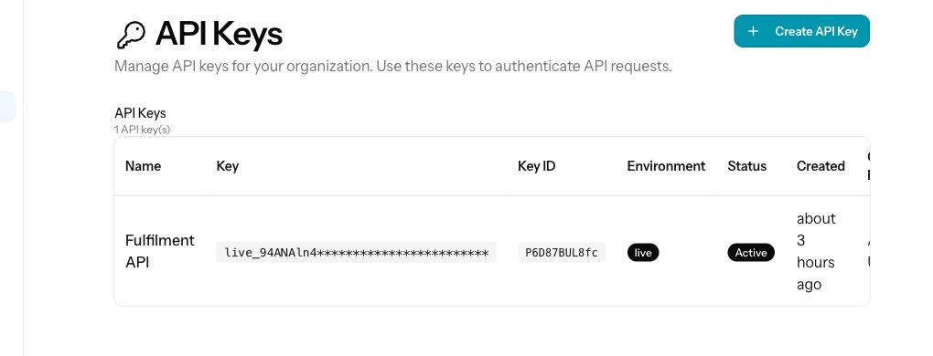 The Numi API key settings surface for developer handoff.