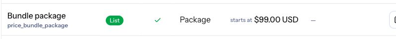 The Numi product price row configured as a package price.