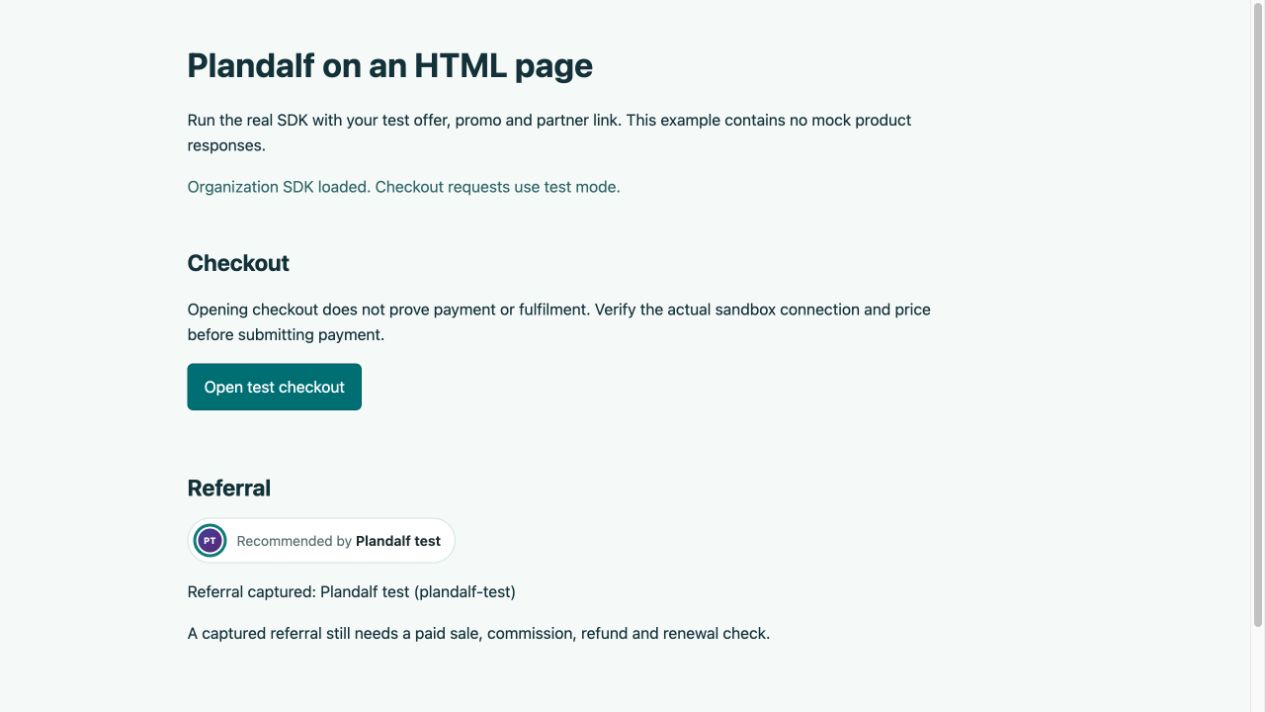 HTML fixture after the organization SDK loads