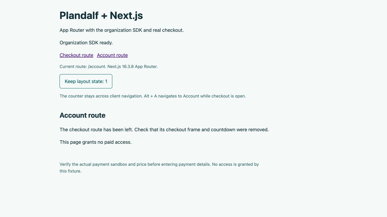 Next.js Account route after removing the inline checkout by navigation