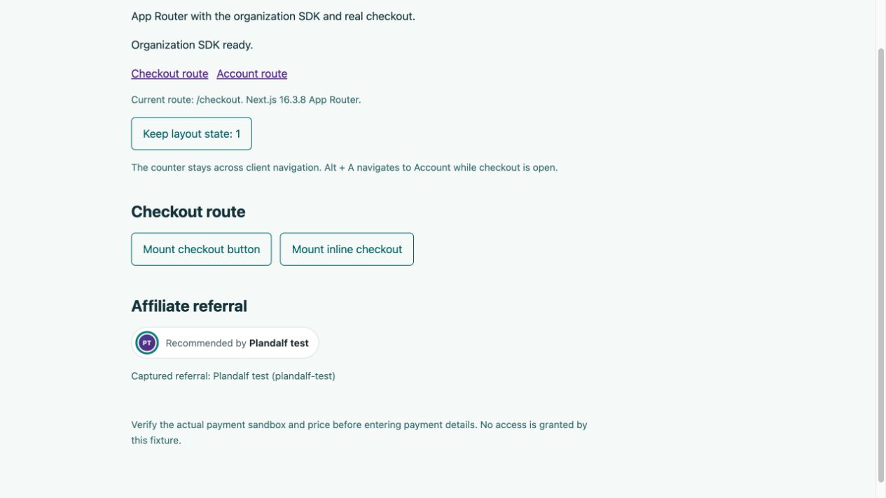 Next.js checkout route after the inline form is removed