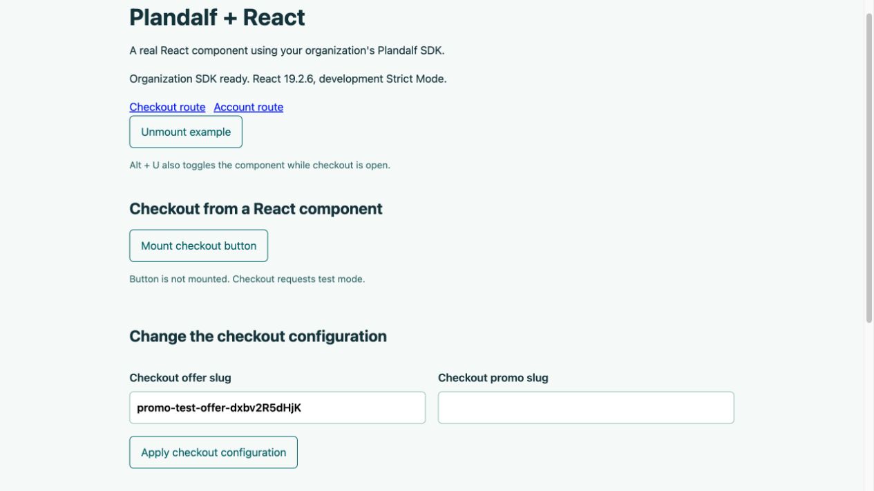 React checkout component with its button removed