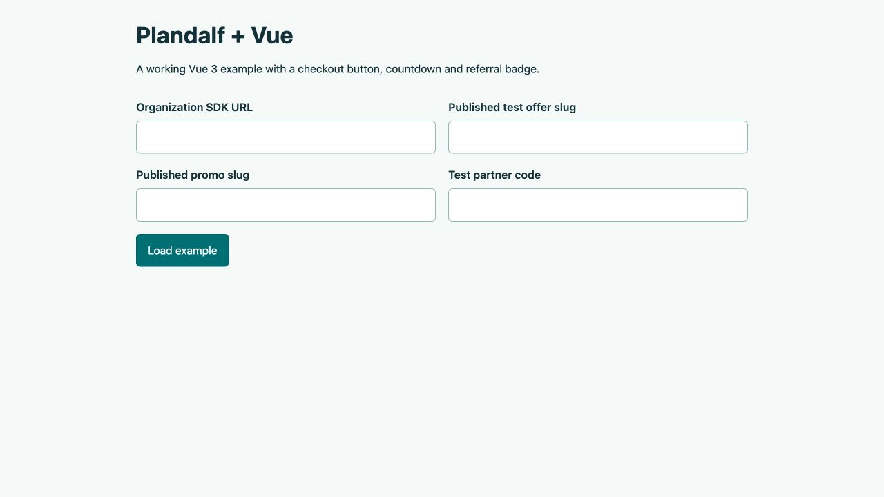 Empty Vue integration configuration form