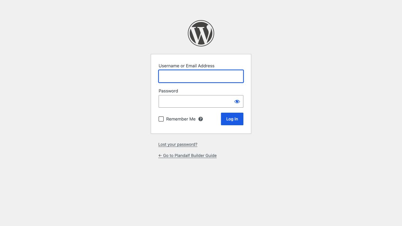 Empty WordPress login form