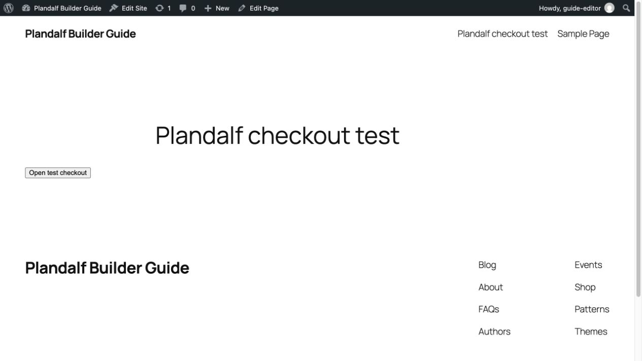 Published WordPress checkout test page