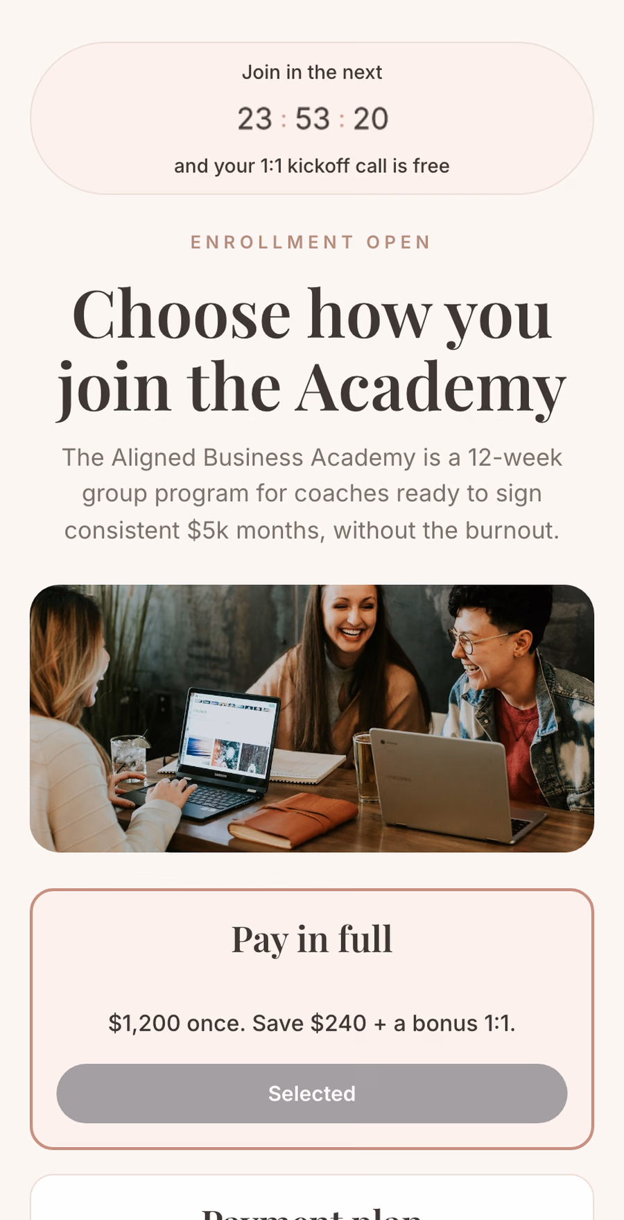 Coaching Enrollment checkout