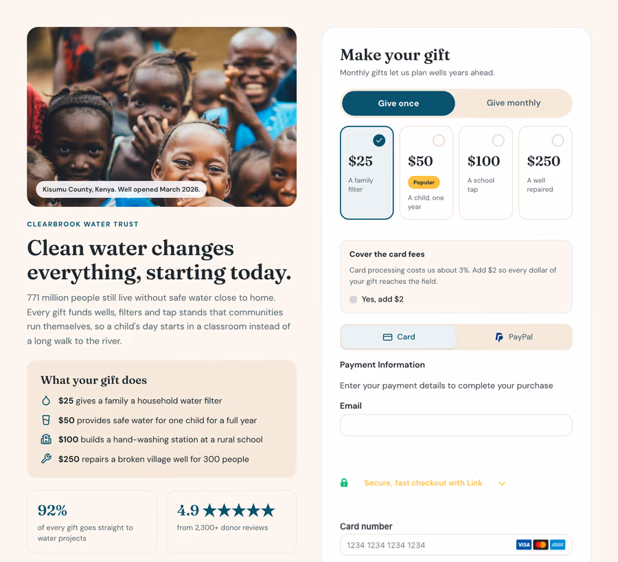 Charity Donation checkout