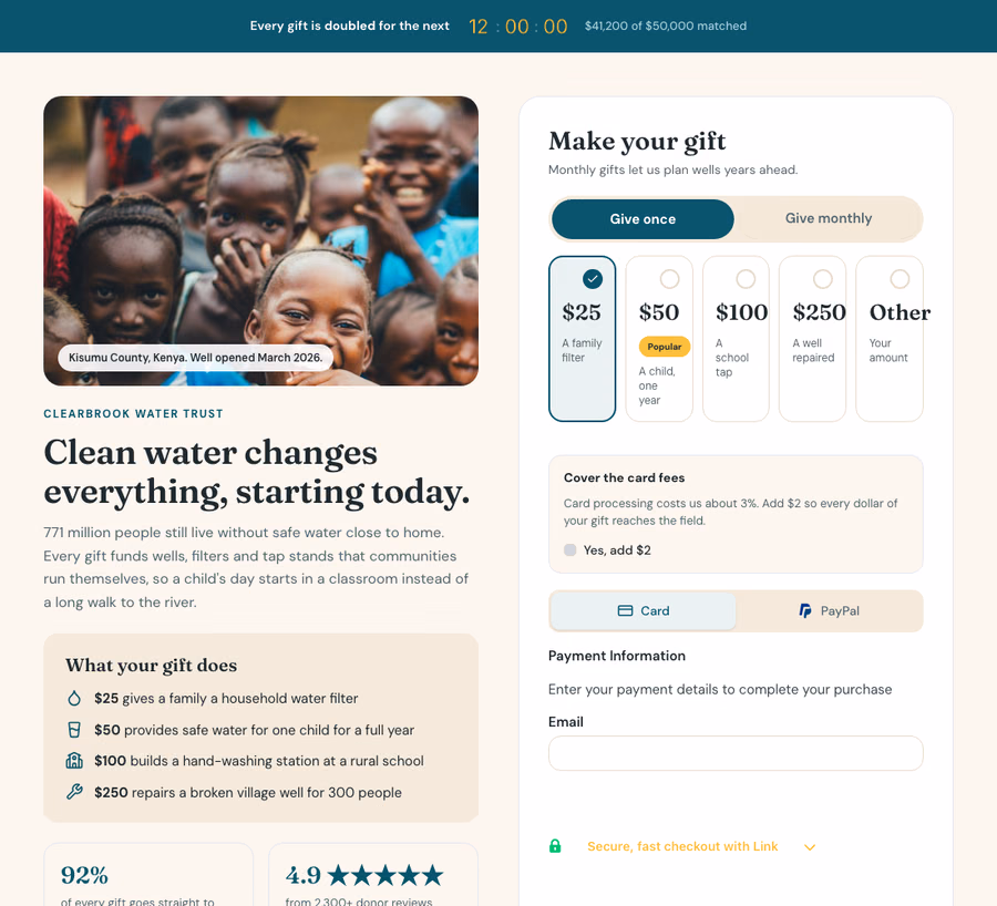 Charity Donation checkout