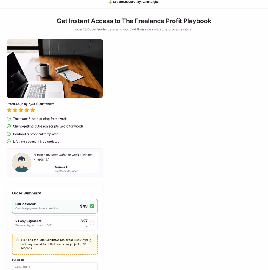 SamCart Style Checkout checkout