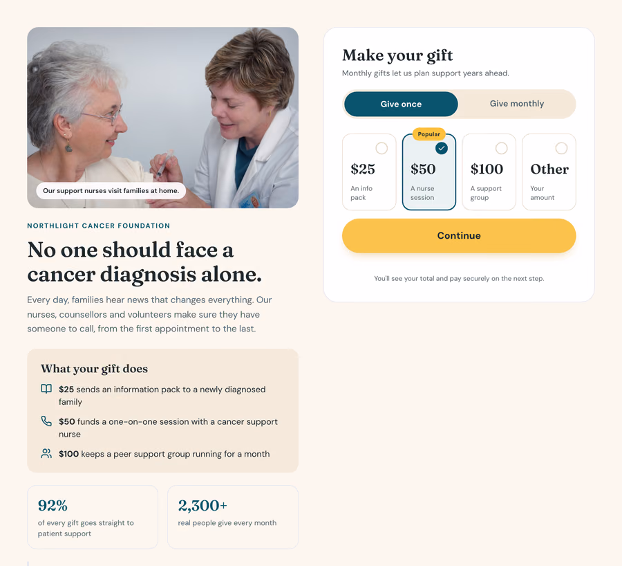 Story-led Donation checkout