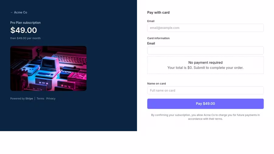 Stripe Style Checkout checkout